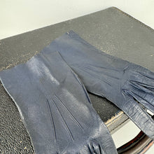 Load image into Gallery viewer, Original 1950&#39;s Midnight Blue Kid Leather Gloves by Milore - Size 6.5 *
