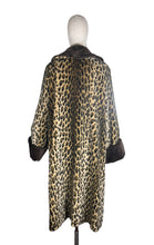 Load image into Gallery viewer, Original 1950's Leopard Print Faux Fur Coat with Contrast Collar and Cuffs - Bust 40 42
