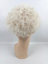 Load image into Gallery viewer, Original 1950&#39;s Ivory Mesh Ruffle Hat - Sweet Little Net Hat
