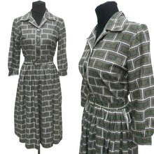 Load image into Gallery viewer, Original 1950's 1960's Geometric Print Cotton Belted Day Dress - Bust 33 34 *
