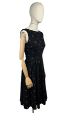 Load image into Gallery viewer, Original 1950&#39;s SABA Jrs of California Black Backless Dress with Rose Embroidery - Bust 34 *
