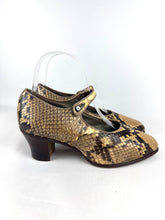Load image into Gallery viewer, Original Deadstock 1930's Art Deco Mary Jane Style Snakeskin Shoes with Button Fastening - UK 3 *

