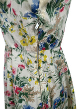 Load image into Gallery viewer, Original 1950&#39;s Pretty Pink, Yellow, Blue and Green Floral Day Dress in Artificial Silk - Bust 36 *
