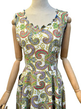 Load image into Gallery viewer, Original Late 1940's Vibrant Cotton Sundress with Paste Trim and Pocket - Bust 38
