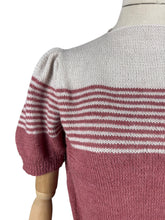 Load image into Gallery viewer, Reproduction 1940&#39;s Striped Jumper in Strawberry Pink and White Fog with Full Puff Sleeves - Bust 38 40 *
