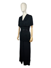 Load image into Gallery viewer, Original 1940&#39;s B Altman New York Full Length Black Crepe Evening Dress with Fringe Detail - Bust 36 38
