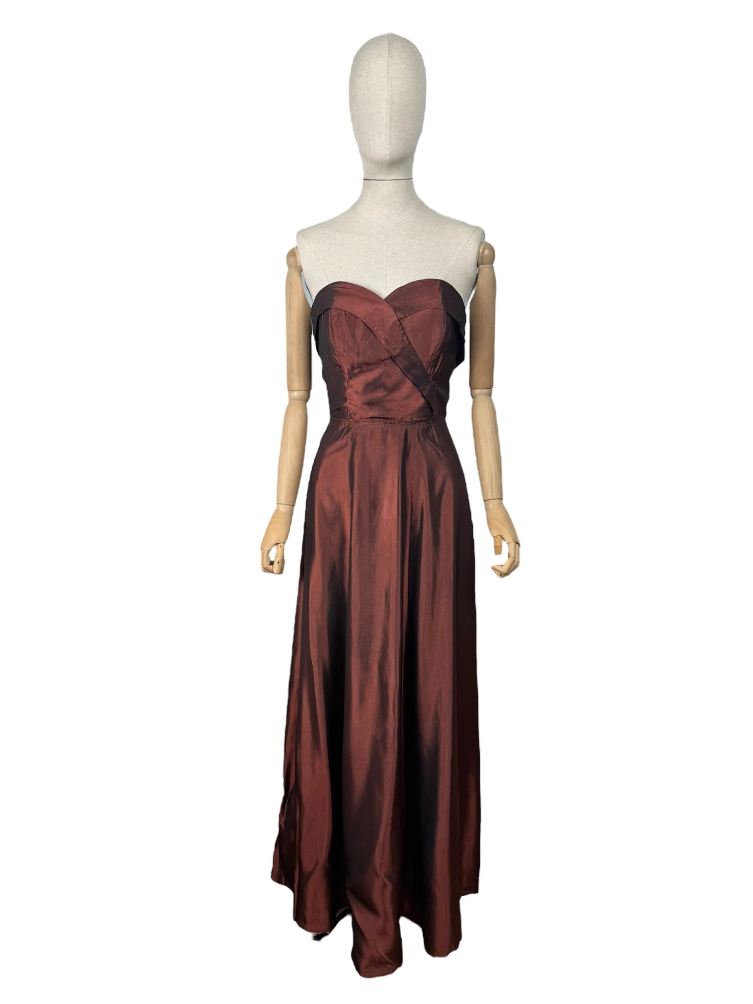 Original 1940's Full Length Evening Dress in Bronzed Maroon Artificial 1940s Style For You Original 1940's Full Length Evening Dress in Bronzed Maroon Artificial 1940s Style For You