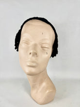 Load image into Gallery viewer, Original Late 1940's American Inky Black Crochet Cotton Skull Cap Hat
