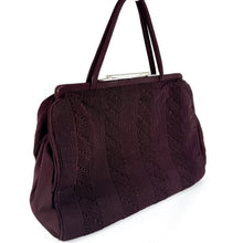 Load image into Gallery viewer, Original 1930's or 1940's Burgundy Crepe Handbag and Coin Purse with Corde Style Detailing *
