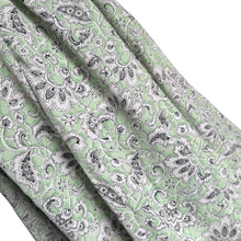 Load image into Gallery viewer, Original 1930&#39;s or 1940&#39;s Mint Green Crepe Dressmaking Fabric with White and Black Paisley Print - 35&quot; x 120&quot;
