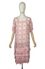 Load image into Gallery viewer, Original 1920's Volup Fine Cotton Lawn Two Tone Pink Floral Day Dress with Ruffles - Bust 46 *
