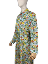 Load image into Gallery viewer, Original 1940's Bright Floral Cotton Hostess Dress in Red, Blue, Pink, Green and White - Housecoat - Bust 38 40 *
