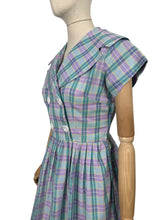 Load image into Gallery viewer, Original 1950’s Carolyn North Purple and Green Plaid Day Dress - Bust 36
