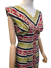 Load image into Gallery viewer, Original 1950's Cotton Wiggle Dress with Accent Bow Trim - Bust 38
