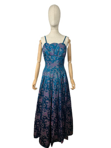 Stunning Original 1950's Sidney Smith Evening Dress in Blue, Pink and Green - Bust 36 *