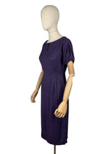 Load image into Gallery viewer, Original 1950&#39;s Purple and Black Wool Check Wiggle Dress - Bust 34 36
