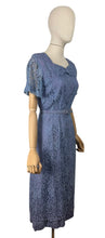 Load image into Gallery viewer, Original 1950's Lavender Blue Lace Dress, Bolero and Jacket Set by Mynette - Bust 38
