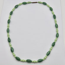 Load image into Gallery viewer, Original Art Deco 1930&#39;s Two Tone Green Satin Glass Graduated Bead Necklace
