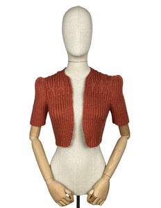 1940's Reproduction Hand Knitted Bolero in Salmon Pink - B34 36 38 40