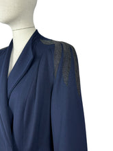 Load image into Gallery viewer, Original 1940&#39;s Navy Blue Medium Weight Wool Coat with Soutache Detail - Bust 38 40
