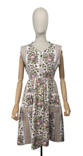 Load image into Gallery viewer, Original 1940&#39;s Thick Cotton Floral Stripe Sleeveless Chore Dress by Ritchwear - Bust 38 39
