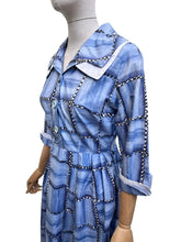 Load image into Gallery viewer, Original 1950’s Blue and White Cotton Day Dress with Double Collar - Bust 38

