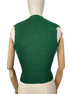 Original 1940's 1950's Green, Red, Yellow and White Tartan Waistcoat - Bust 32" 34"