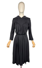 Load image into Gallery viewer, Original 1950's Heavy Black Silk Long Sleeved Dress with Pockets - Bust 34
