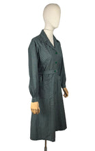 Load image into Gallery viewer, RESERVED FOR KATRINA - DO NOT BUY Original 1940’s Green and Grey Plaid Cotton Long Sleeved Belted Chore Dress with Pockets - Bust 38
