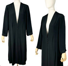 Load image into Gallery viewer, Original Volup 1950’s Does 1930&#39;s Edge to Edge Black Crepe Coat by Roy Barra - Bust 42
