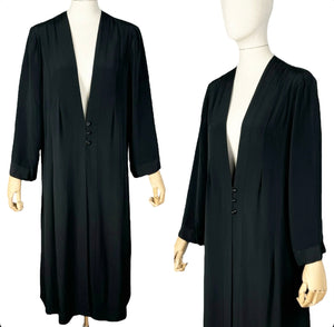 Original Volup 1950’s Does 1930's Edge to Edge Black Crepe Coat by Roy Barra - Bust 42