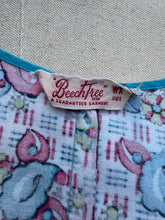Load image into Gallery viewer, Original 1940's Blue, Pink and White Floral Print Cotton Apron - Great Chore Dress - Would Make A Great Summer Dress - Bust 36 38
