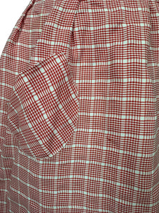 Original 1950's Red and White Check Apron with Patch Pocket and Frilly Trim - Waist 28 *