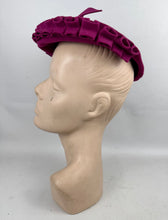 Load image into Gallery viewer, Original 1940’s Magenta Pink Felt Hat with Large Bow Trim by Louis of California
