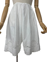 Load image into Gallery viewer, Antique Edwardian Fine Cotton Lawn Bloomers with Pin Tucks, Embroidery and Lace Work *
