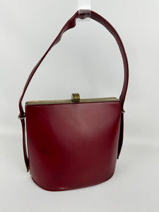 Wounded Original 1950's St Michael Red Faux Leather Box Bag