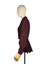 Load image into Gallery viewer, Wounded But Wearable Original 1940's Dark Brown Double Breasted Jacket with Scalloped Edge
