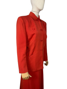 Original 1940's Lightweight Red Wool Suit by Strauss-Hirshberg's - Bust 40