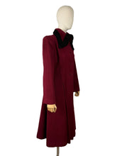 Load image into Gallery viewer, Exceptional Original 1930&#39;s 1940&#39;s Burgundy Wool Princess Coat with Astrakhan Collar - Bust 38
