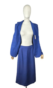 Original 1940's Hyacinth Blue Fine Linen Skirt Suit by Sacony Palm Beach - Bust 38 40