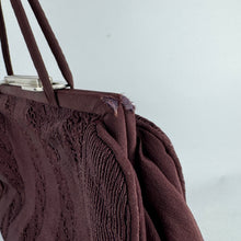Load image into Gallery viewer, Original 1930's or 1940's Burgundy Crepe Handbag and Coin Purse with Corde Style Detailing *
