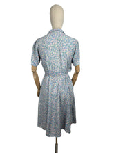 Load image into Gallery viewer, AS IS Original 1940&#39;s Floppy Cotton Summer Dress in Blue with Teeny Floral Print - Bust 38
