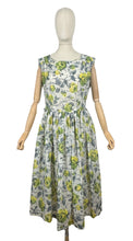 Load image into Gallery viewer, Original 1950's St Michael Classic Nylon Day Dress with Grey and Yellow Roses Print - Bust 40 *
