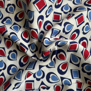 Original 1940's Patriotic Red, White and Blue Linen Dressmaking Fabric - 34" x 68"