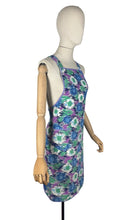 Load image into Gallery viewer, Original 1940's Hawkins of Preston CC41 Apron - Green, Purple, Navy and Pale Blue Abstract Print - Bust 34 36
