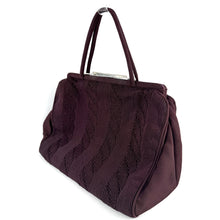 Load image into Gallery viewer, Original 1930's or 1940's Burgundy Crepe Handbag and Coin Purse with Corde Style Detailing *
