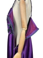 Load image into Gallery viewer, Original 1950&#39;s Purple Satin Evening Dress with Beautiful Sequin Detail - Bust 40 *
