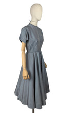 Load image into Gallery viewer, Original 1950's Black, Blue and White Taffeta Dress in Fine Check with Red Petticoat - Bust 36 37 *
