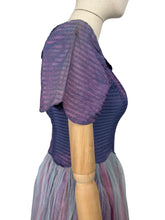 Load image into Gallery viewer, Original 1950&#39;s Purple and Pink Net Evening Dress with Scallop Detail - Bust 32 *
