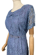 Load image into Gallery viewer, Original 1950's Lavender Blue Lace Dress, Bolero and Jacket Set by Mynette - Bust 38

